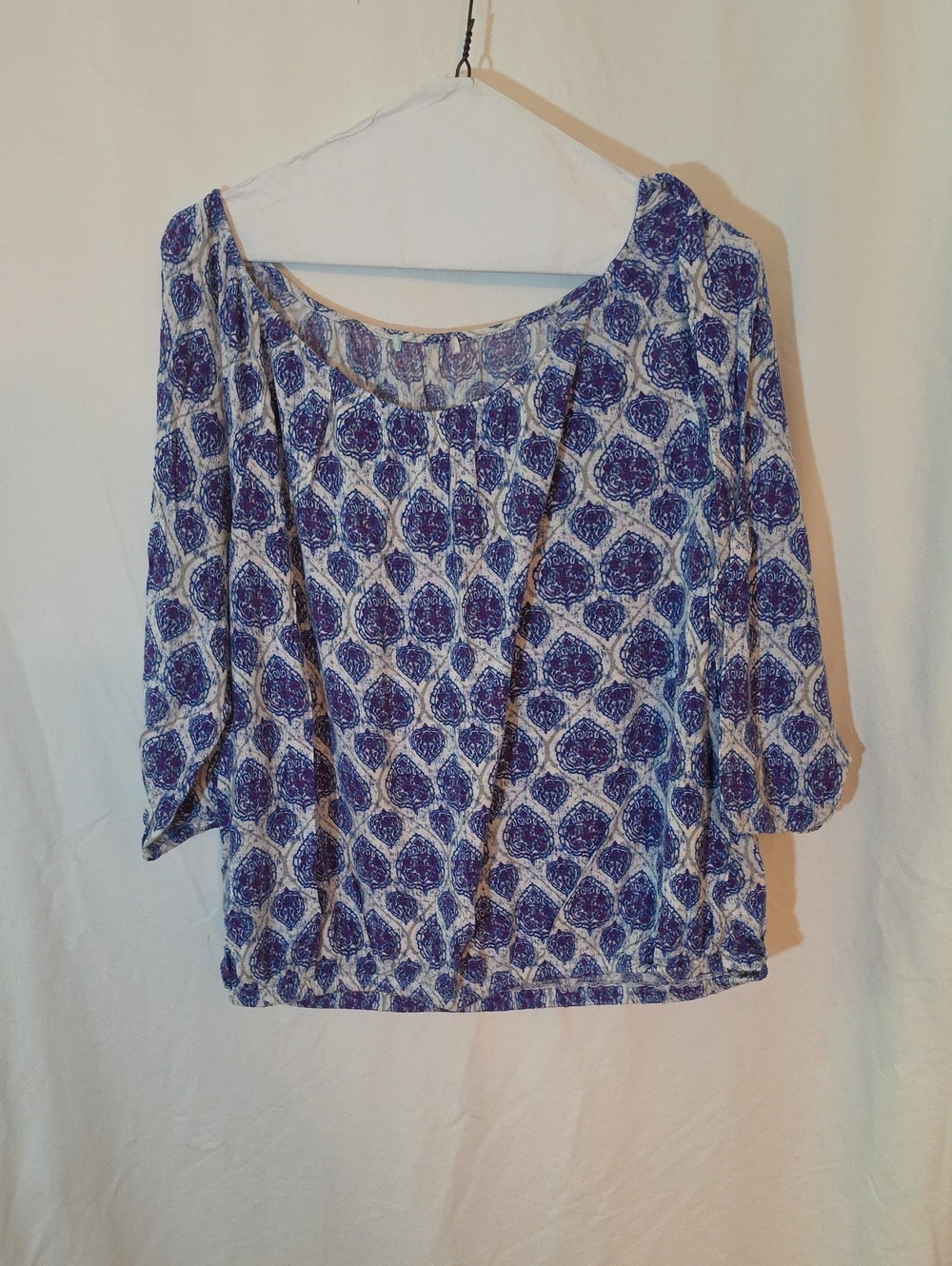 Blue P Neck Long Sleeve Top